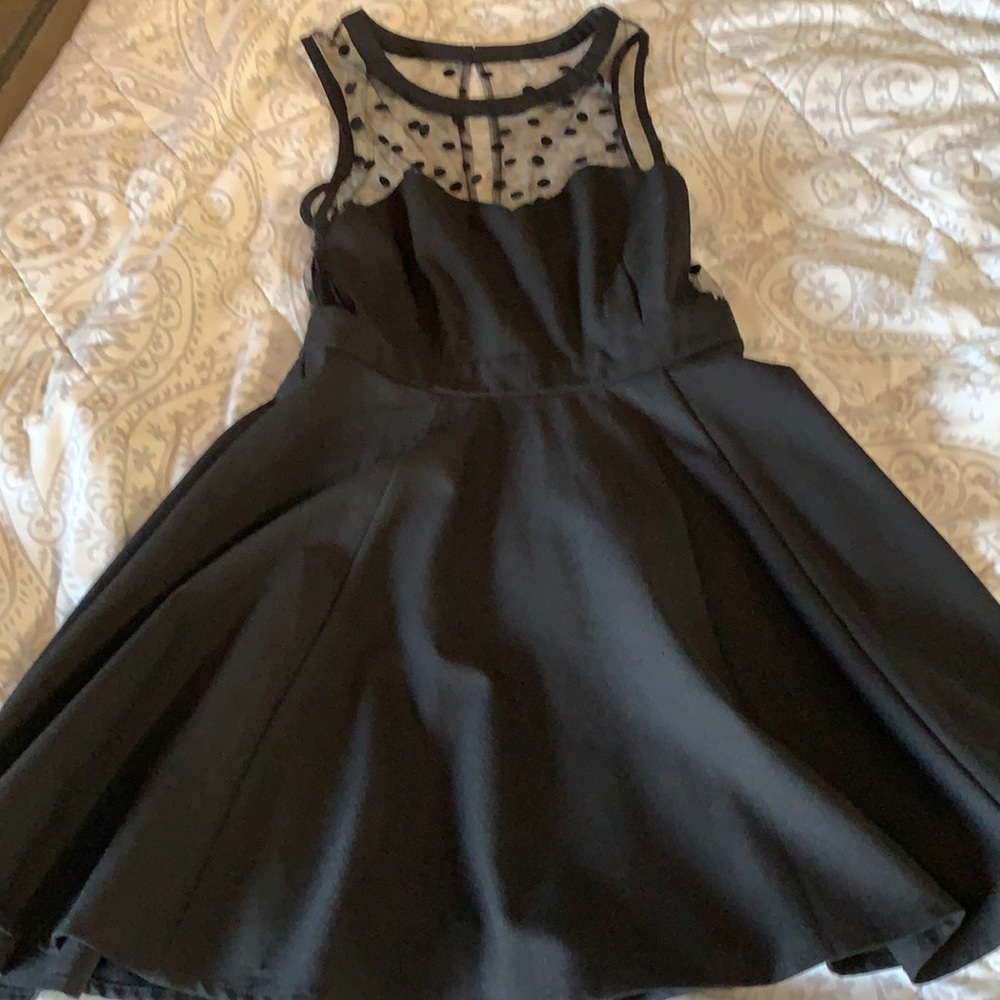 Black mesh polka dot skater dress